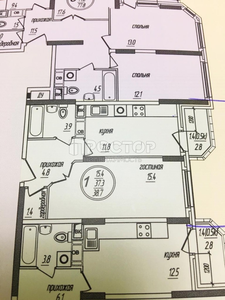 1-комнатная квартира, 38.7 м² - фото 7