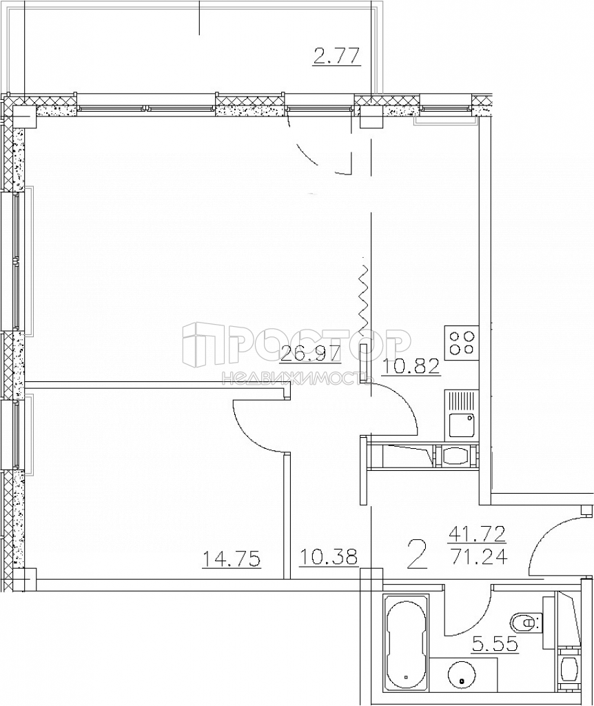 2-комнатная квартира, 72.93 м² - фото 10