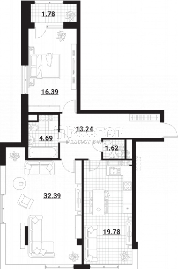 2-комнатная квартира, 89.9 м² - фото 10