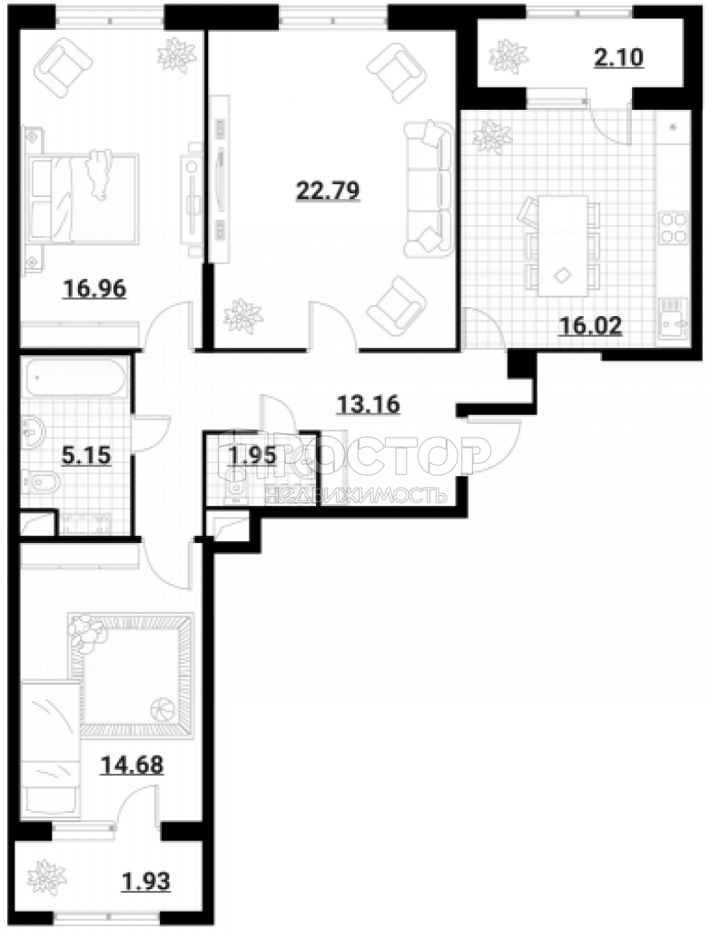 3-комнатная квартира, 94.8 м² - фото 4