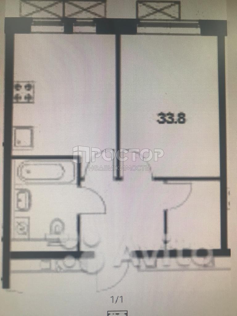 1-комнатная квартира, 33.8 м² - фото 8