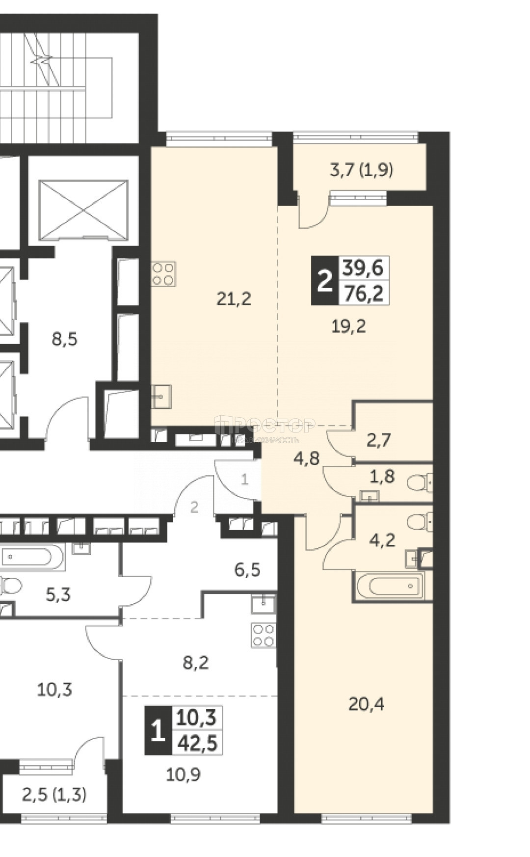 2-комнатная квартира, 76.2 м² - фото 4