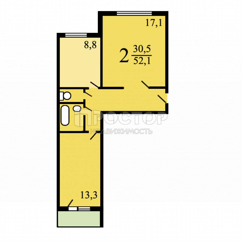 2-комнатная квартира, 52.1 м² - фото 18