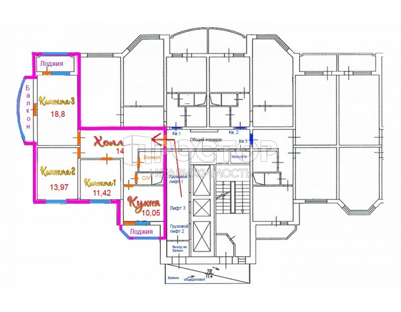 3-комнатная квартира, 81 м² - фото 31