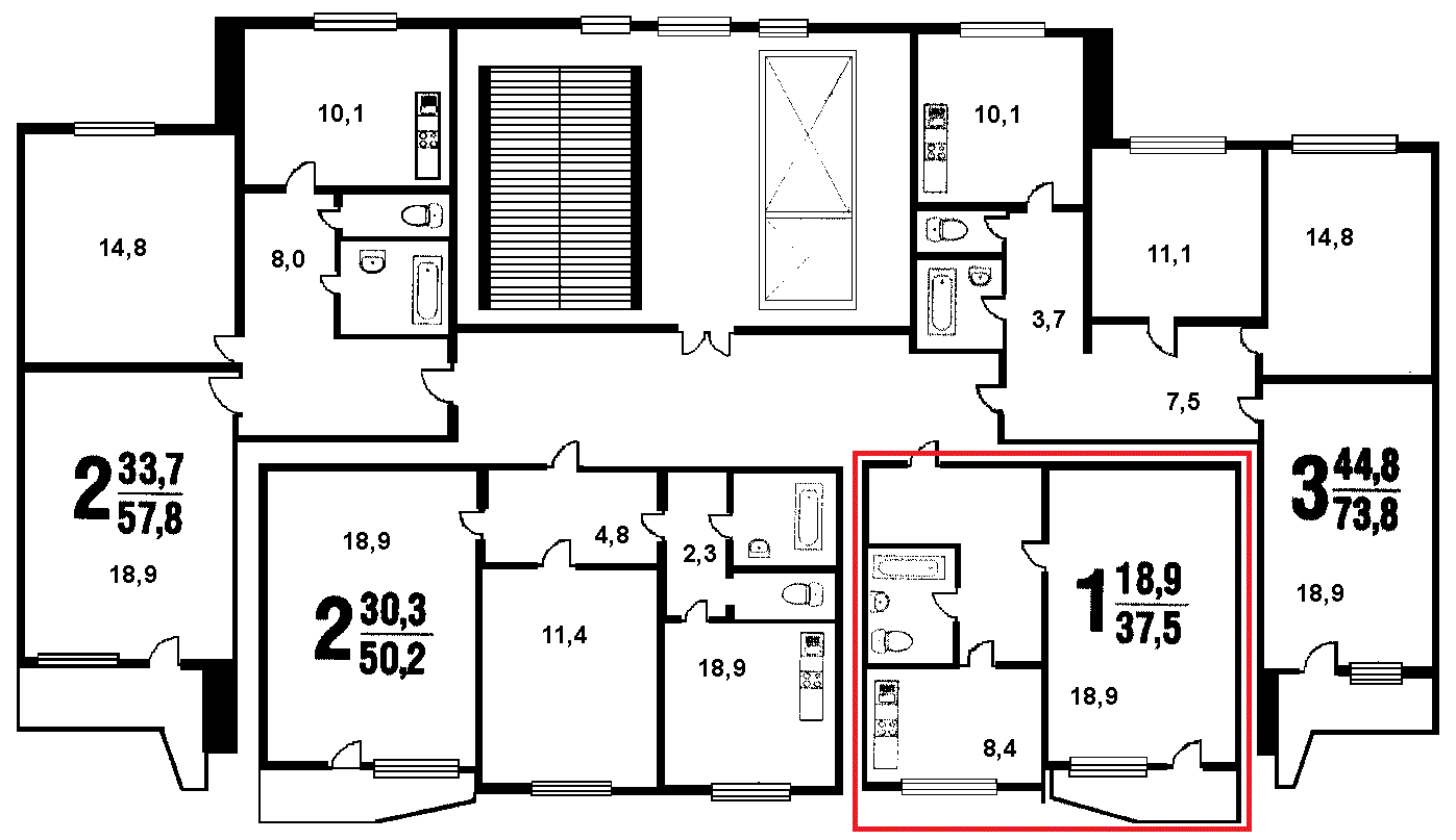 1-комнатная квартира, 37.5 м² - фото 4