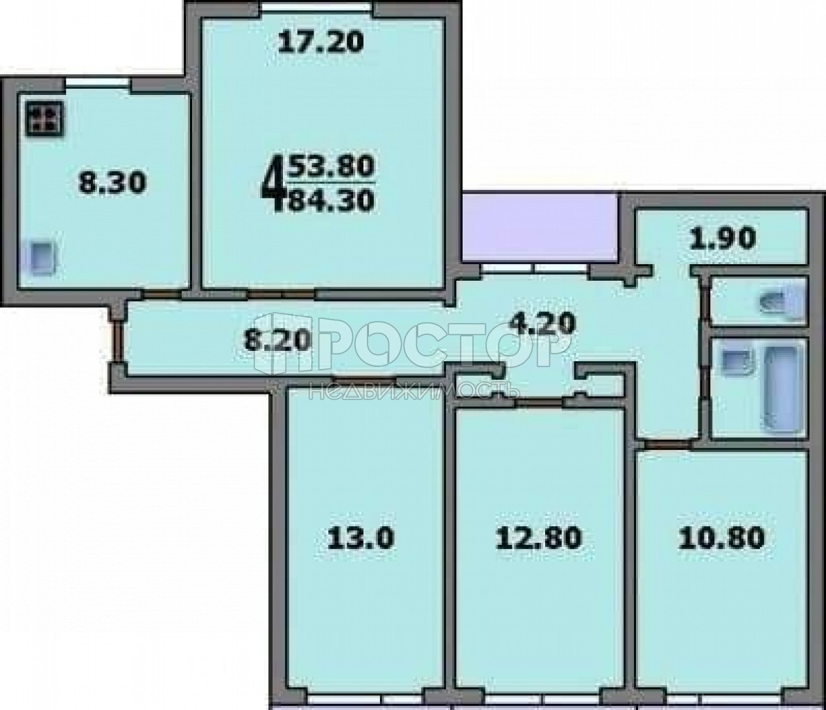 4-комнатная квартира, 84.3 м² - фото 21