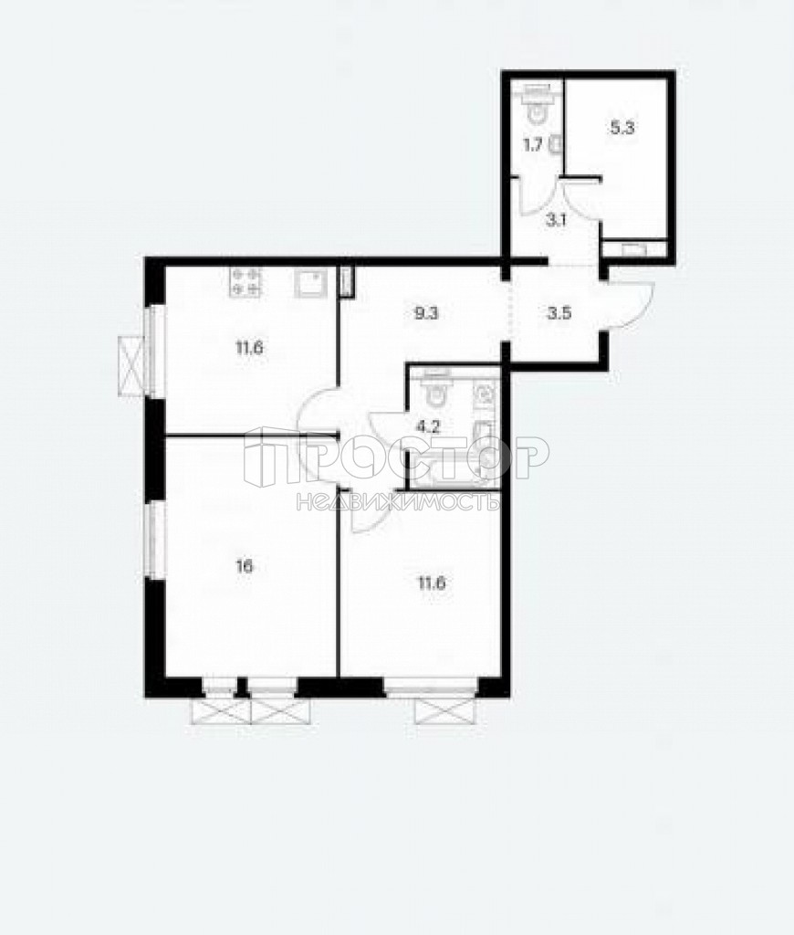 2-комнатная квартира, 66.3 м² - фото 5