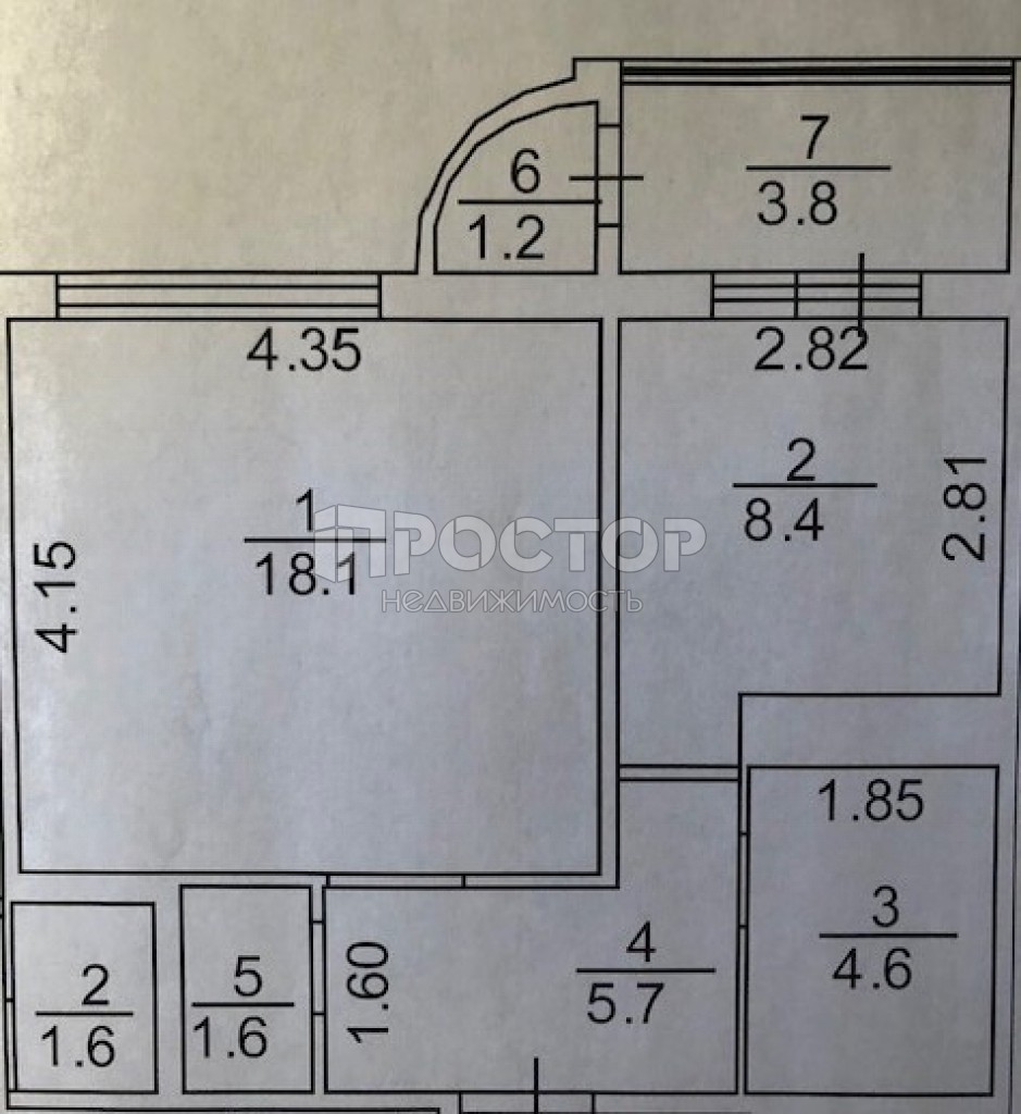 1-комнатная квартира, 38.4 м² - фото 3