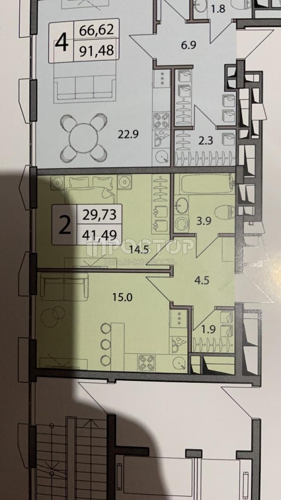 1-комнатная квартира, 42 м² - фото 3