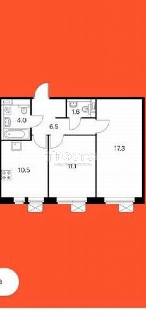 2-комнатная квартира, 51 м² - фото 2