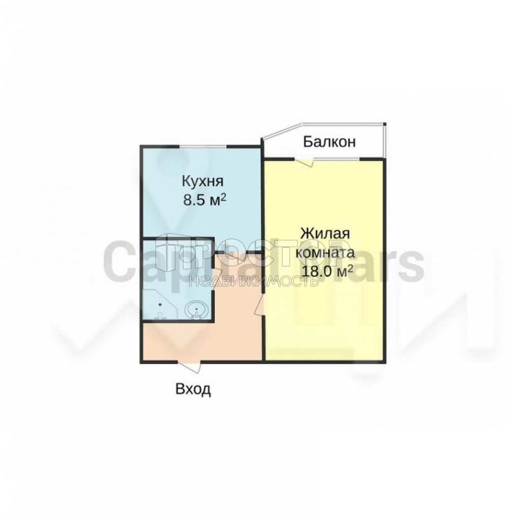 1-комнатная квартира, 36 м² - фото 15