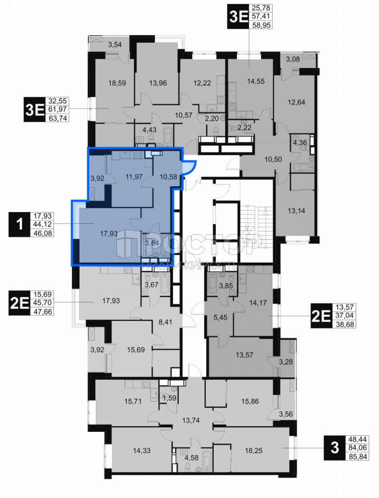 1-комнатная квартира, 46.08 м² - фото 6