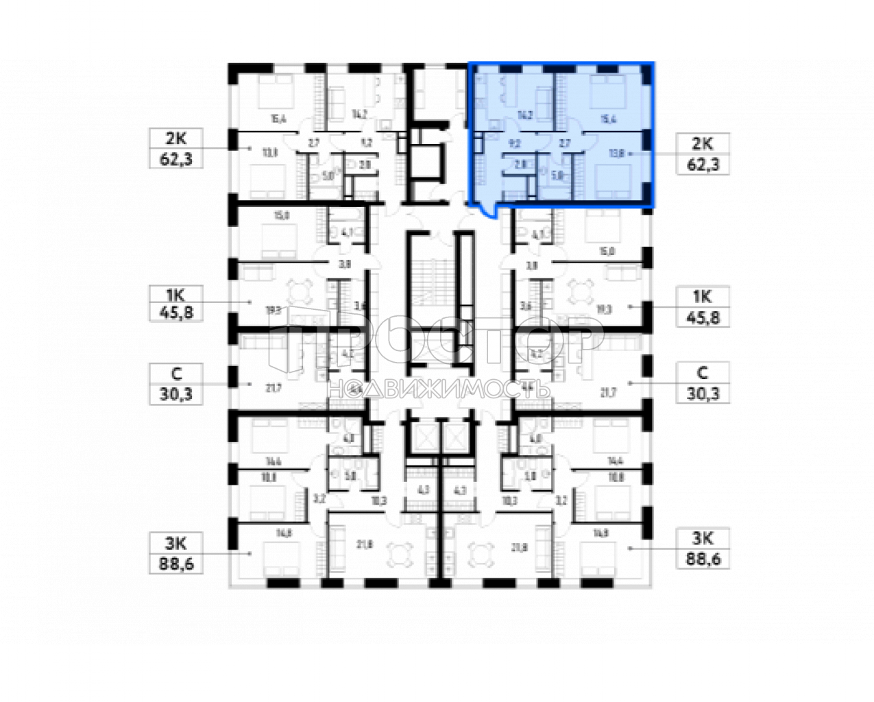 2-комнатная квартира, 62.3 м² - фото 3