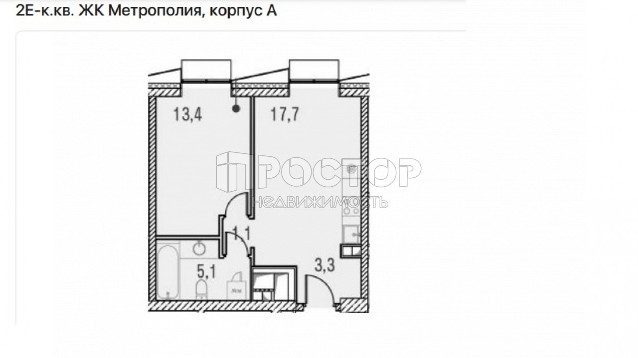 2-комнатная квартира, 36.9 м² - фото 6