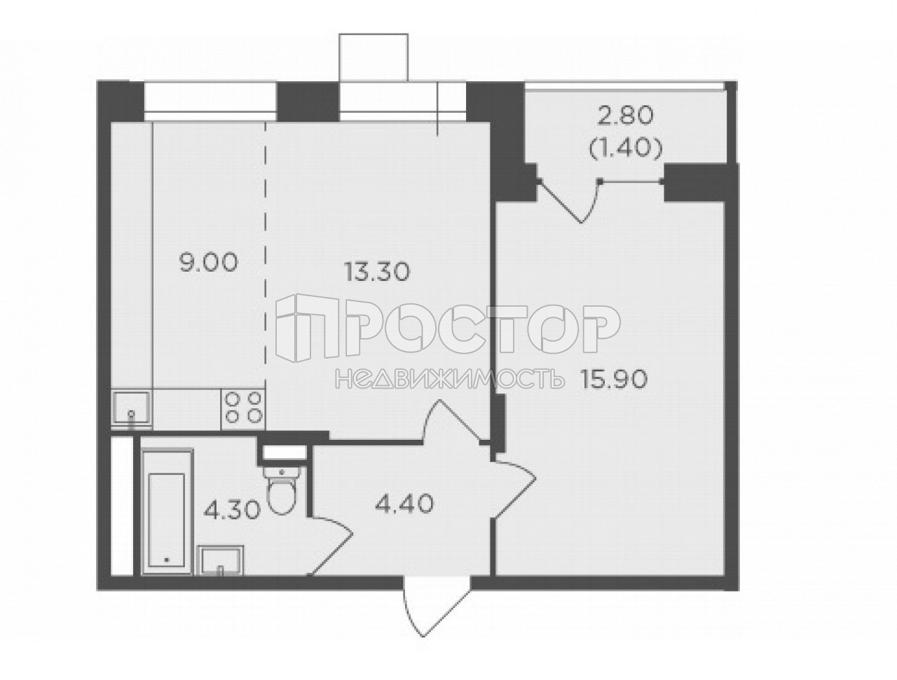 2-комнатная квартира, 48.3 м² - фото 3