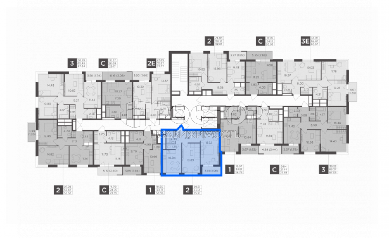 2-комнатная квартира, 55.1 м² - фото 3