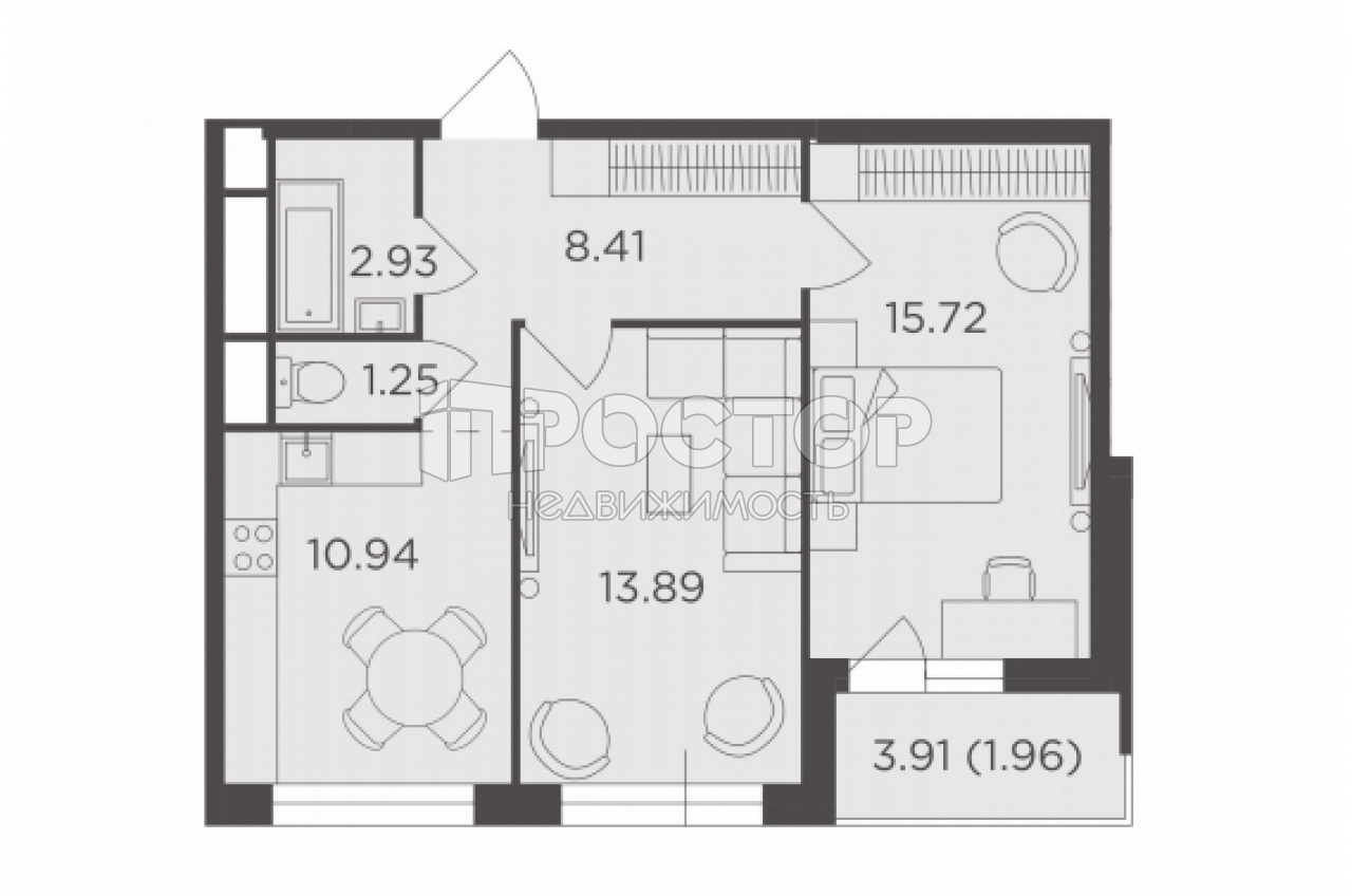 2-комнатная квартира, 55.1 м² - фото 2