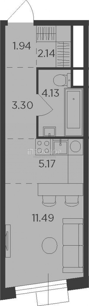 Студия, 28.17 м² - фото 3