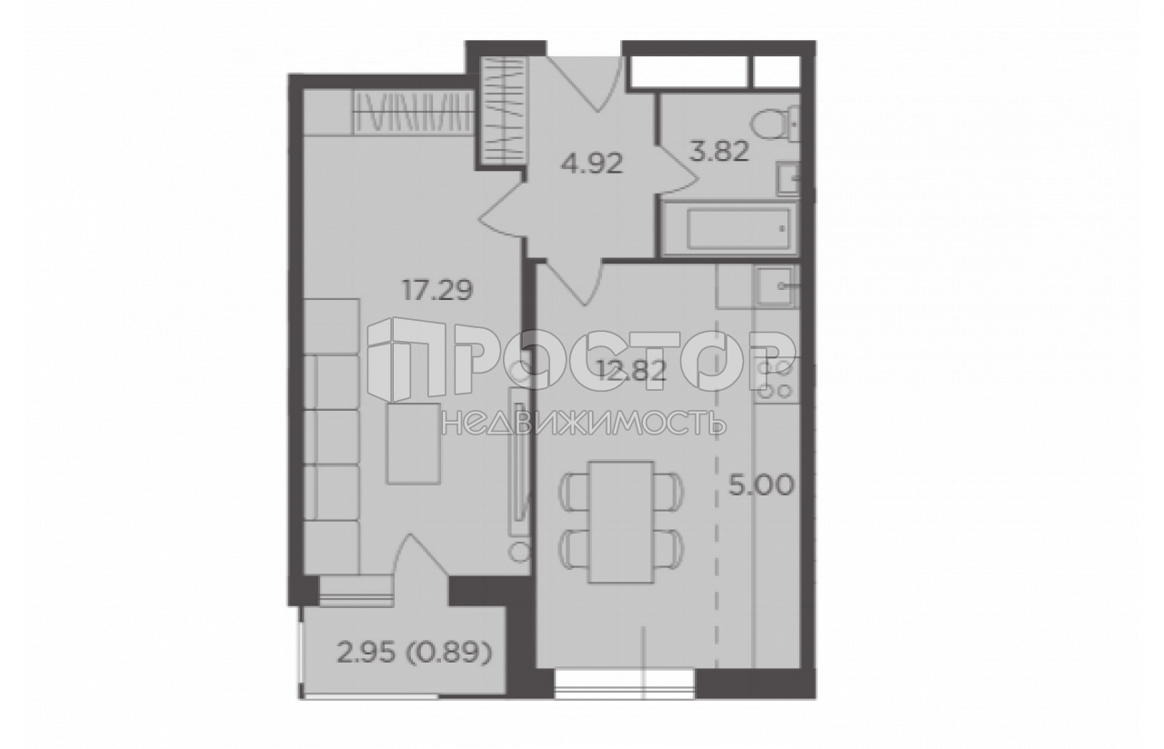 2-комнатная квартира, 44.74 м² - фото 2