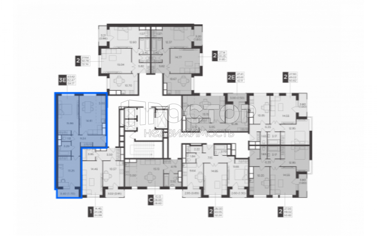 3-комнатная квартира, 64.17 м² - фото 3