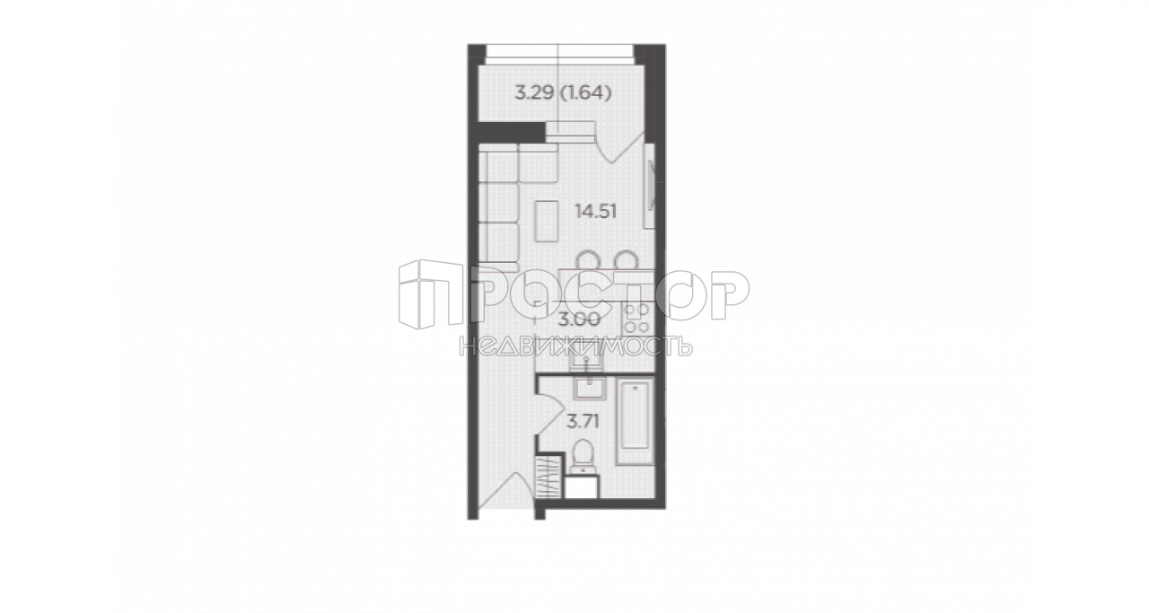 Студия, 22.86 м² - фото 2