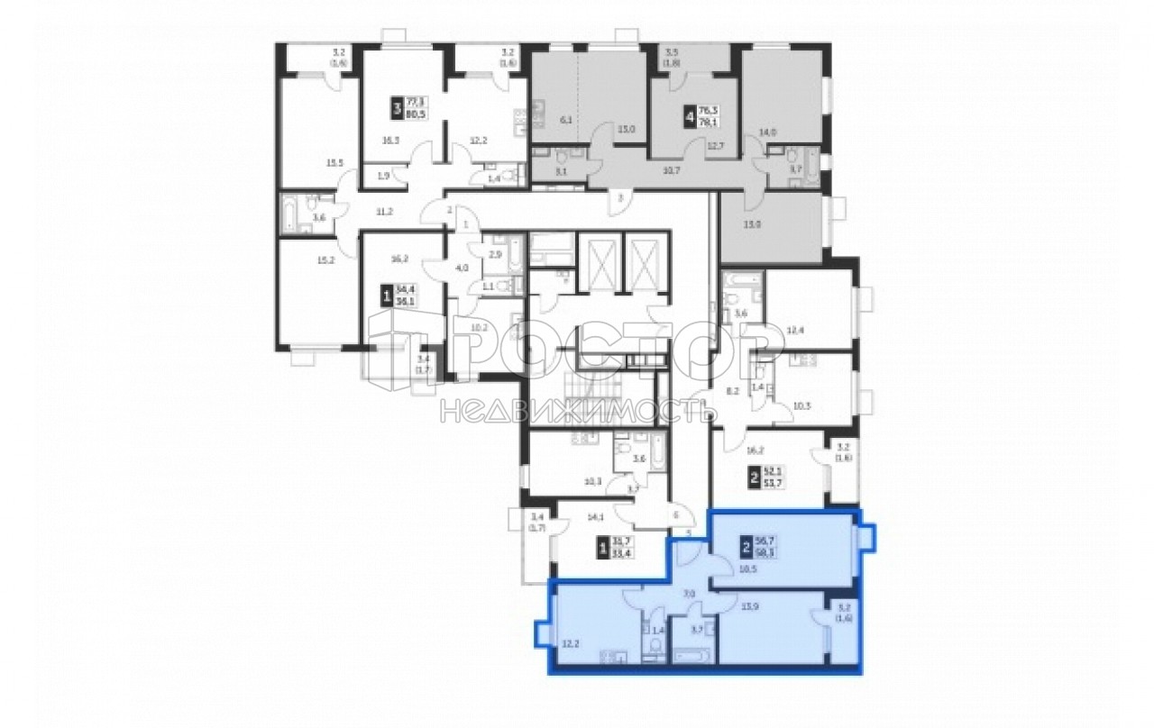 2-комнатная квартира, 58.3 м² - фото 2