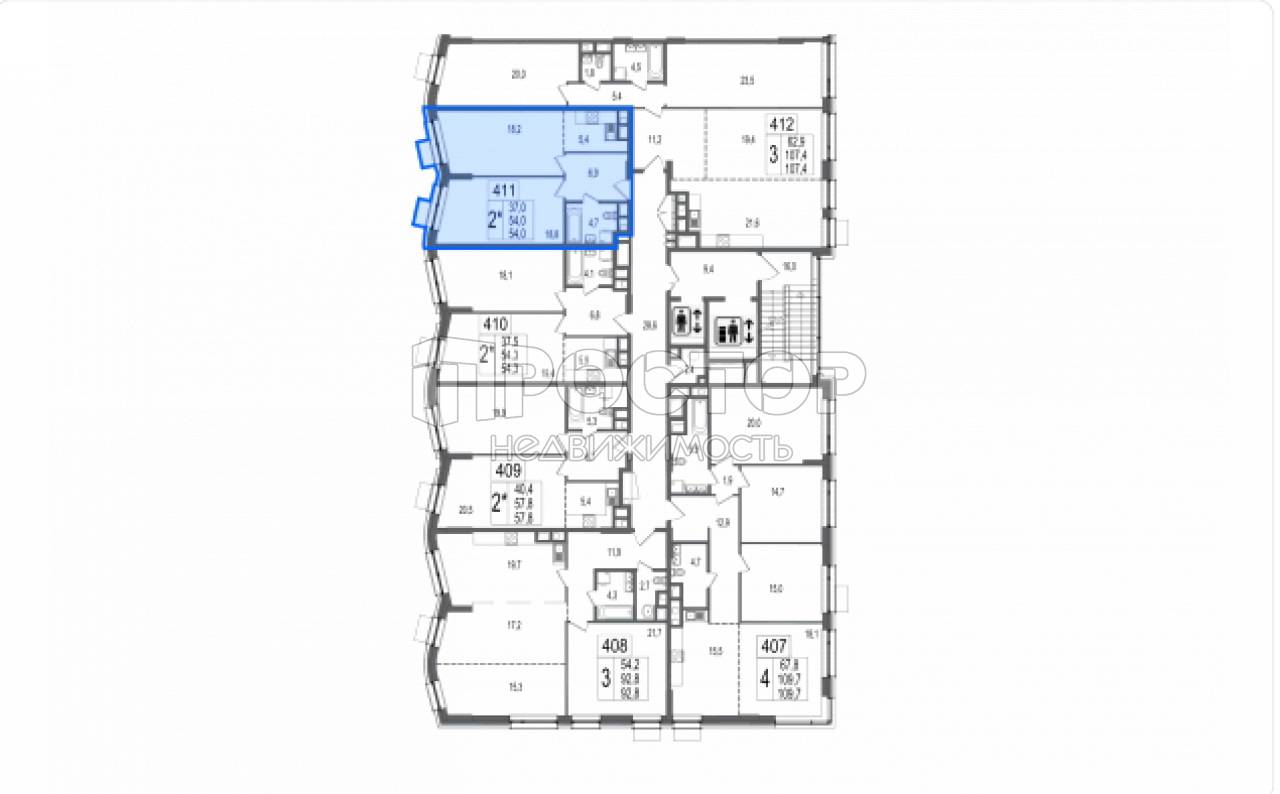 2-комнатная квартира, 54 м² - фото 3