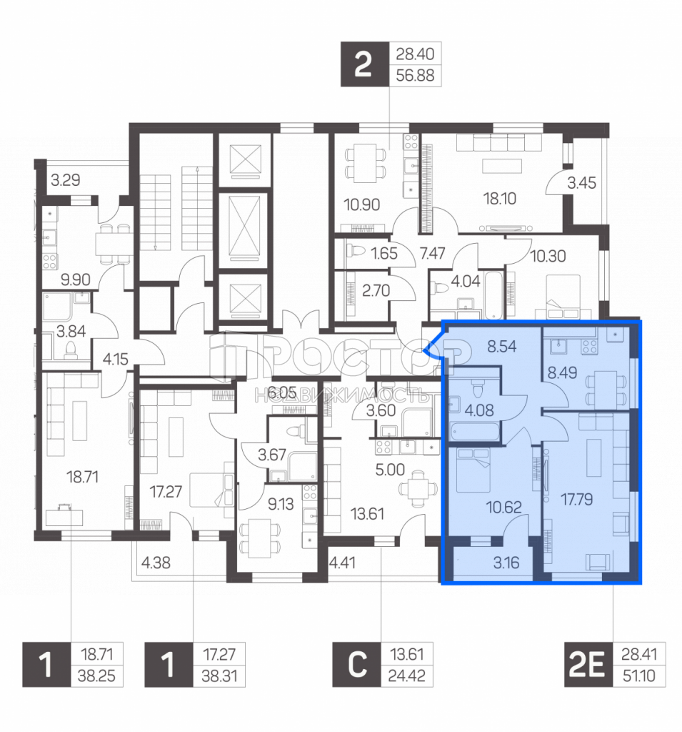 2-комнатная квартира, 51.1 м² - фото 6