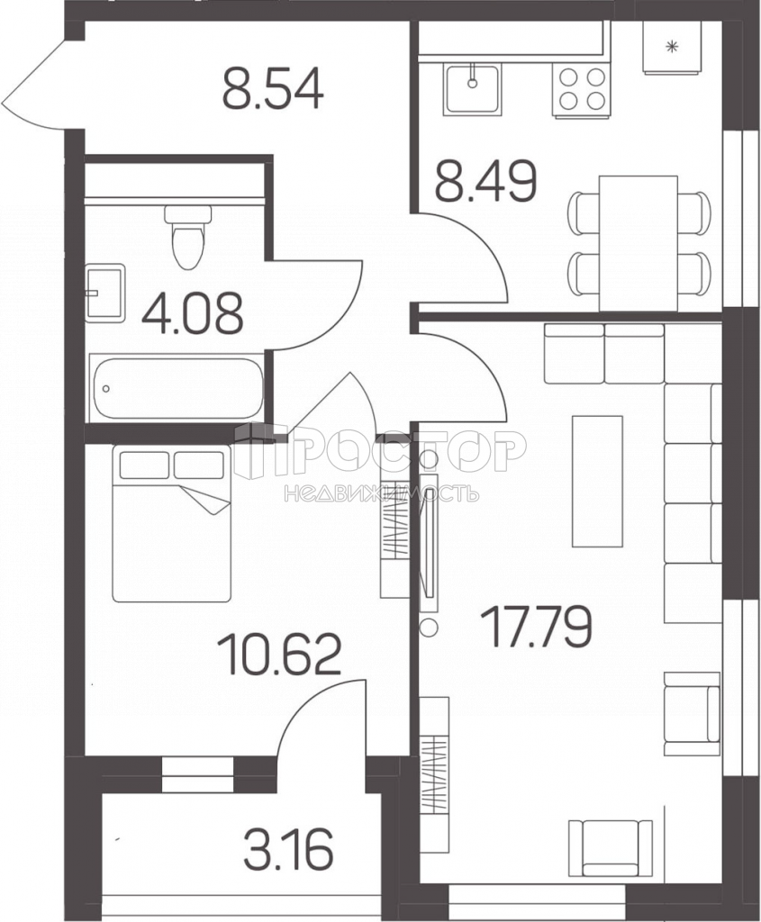 2-комнатная квартира, 51.1 м² - фото 7