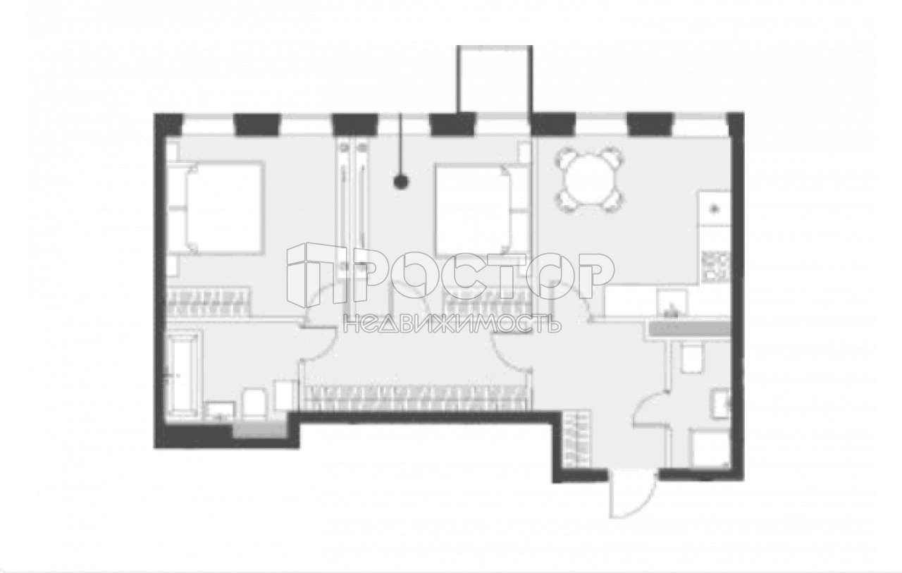 2-комнатная квартира, 56.9 м² - фото 2