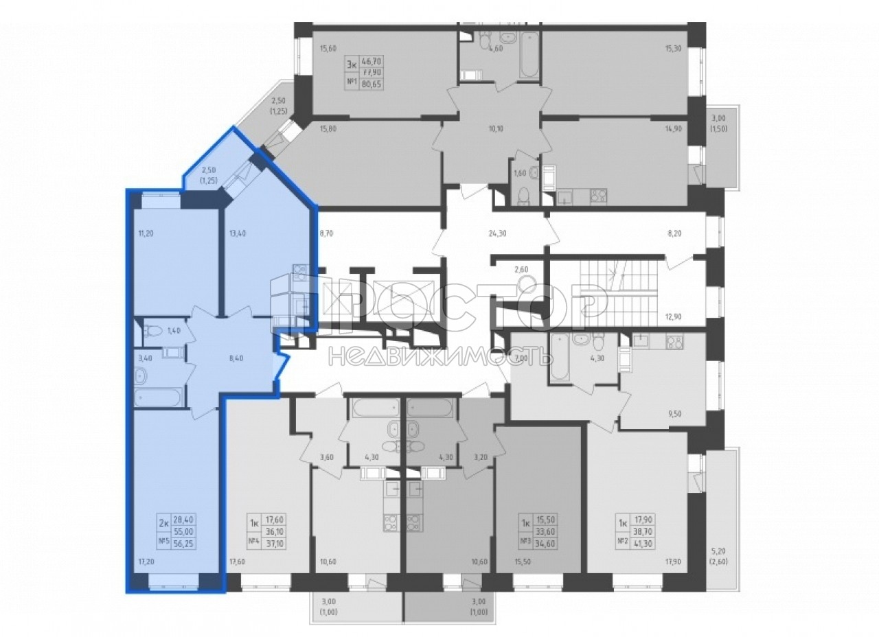 2-комнатная квартира, 56.25 м² - фото 9