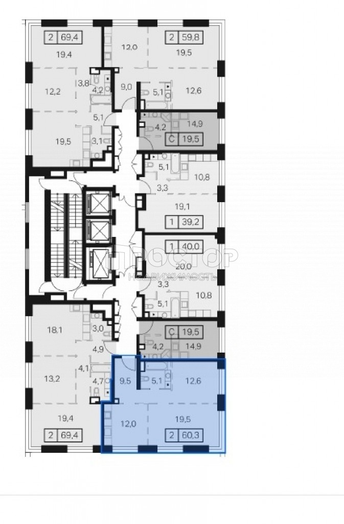 2-комнатная квартира, 60.3 м² - фото 6