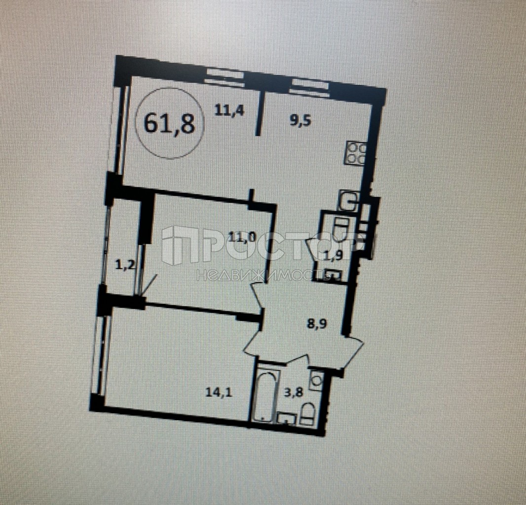 3-комнатная квартира, 61.8 м² - фото 2