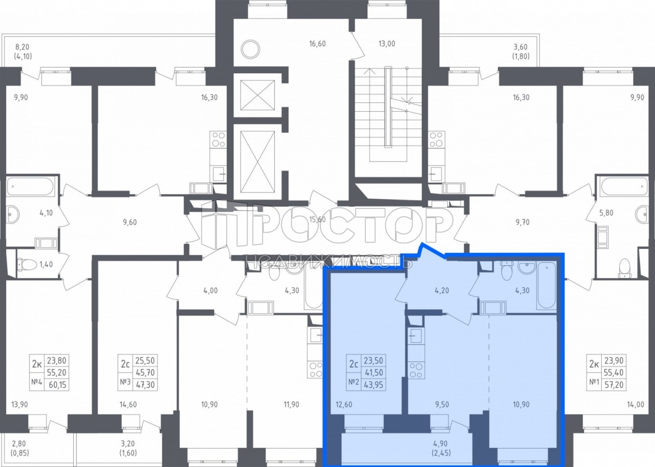 2-комнатная квартира, 43.95 м² - фото 11