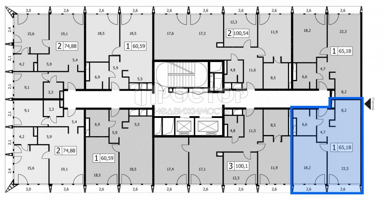 2-комнатная квартира, 62.1 м² - фото 7