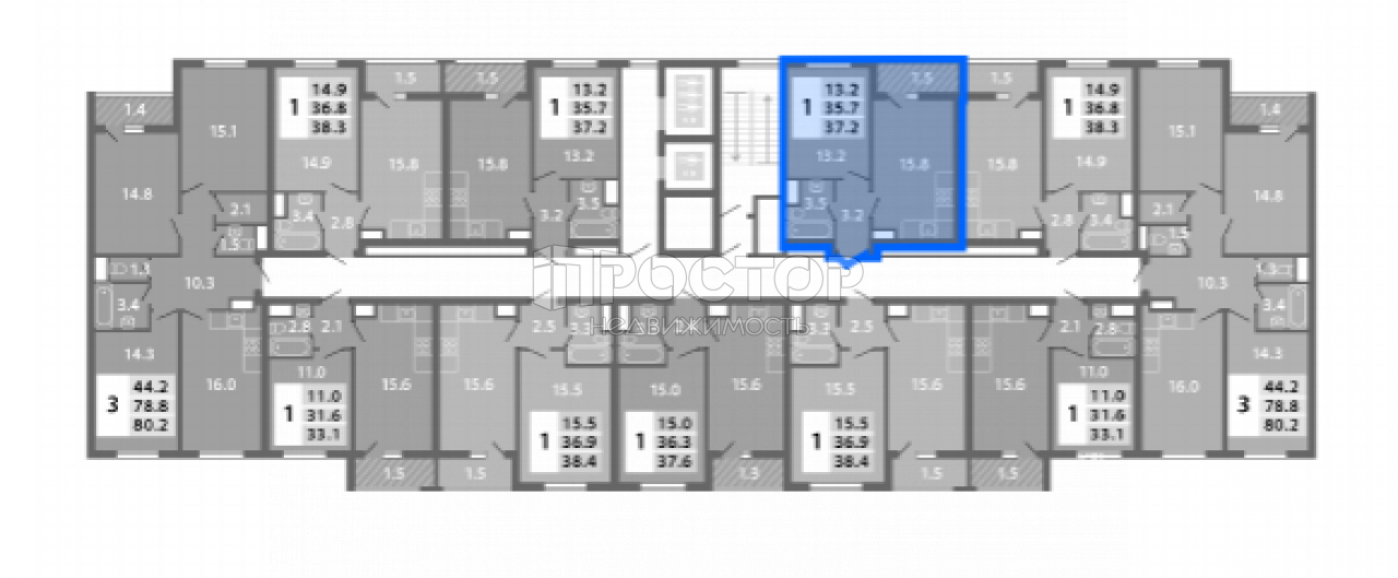 2-комнатная квартира, 37.22 м² - фото 2