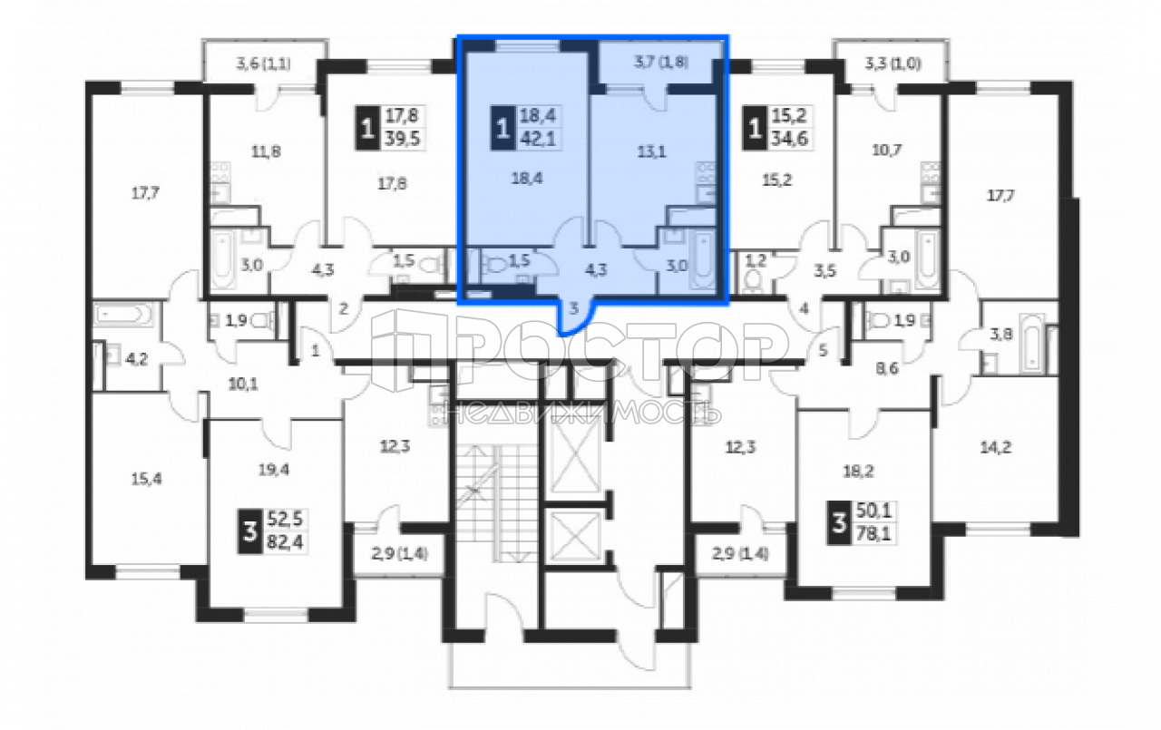 1-комнатная квартира, 41.6 м² - фото 7