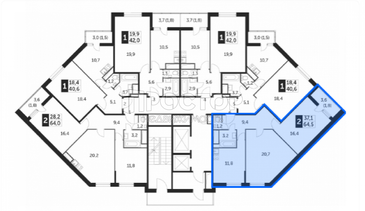 2-комнатная квартира, 64.4 м² - фото 11