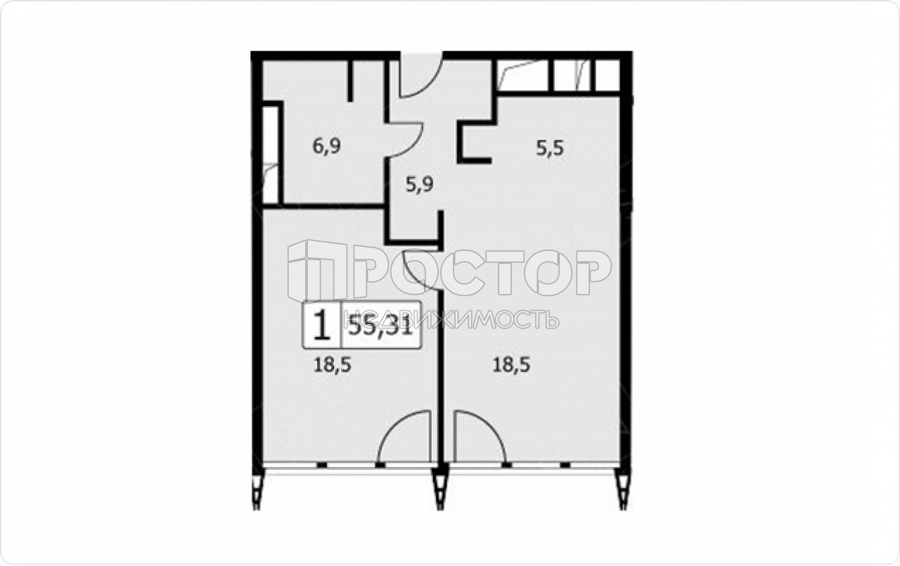 2-комнатная квартира, 52.4 м² - фото 2