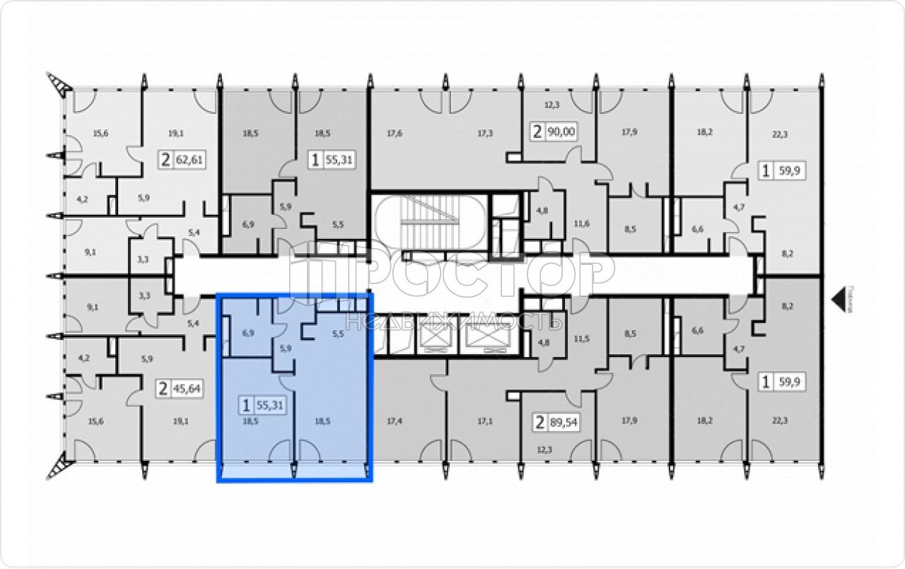 2-комнатная квартира, 52.4 м² - фото 3
