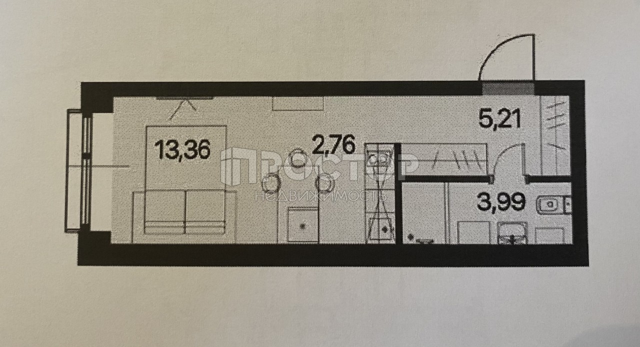 Студия, 25.32 м² - фото 5