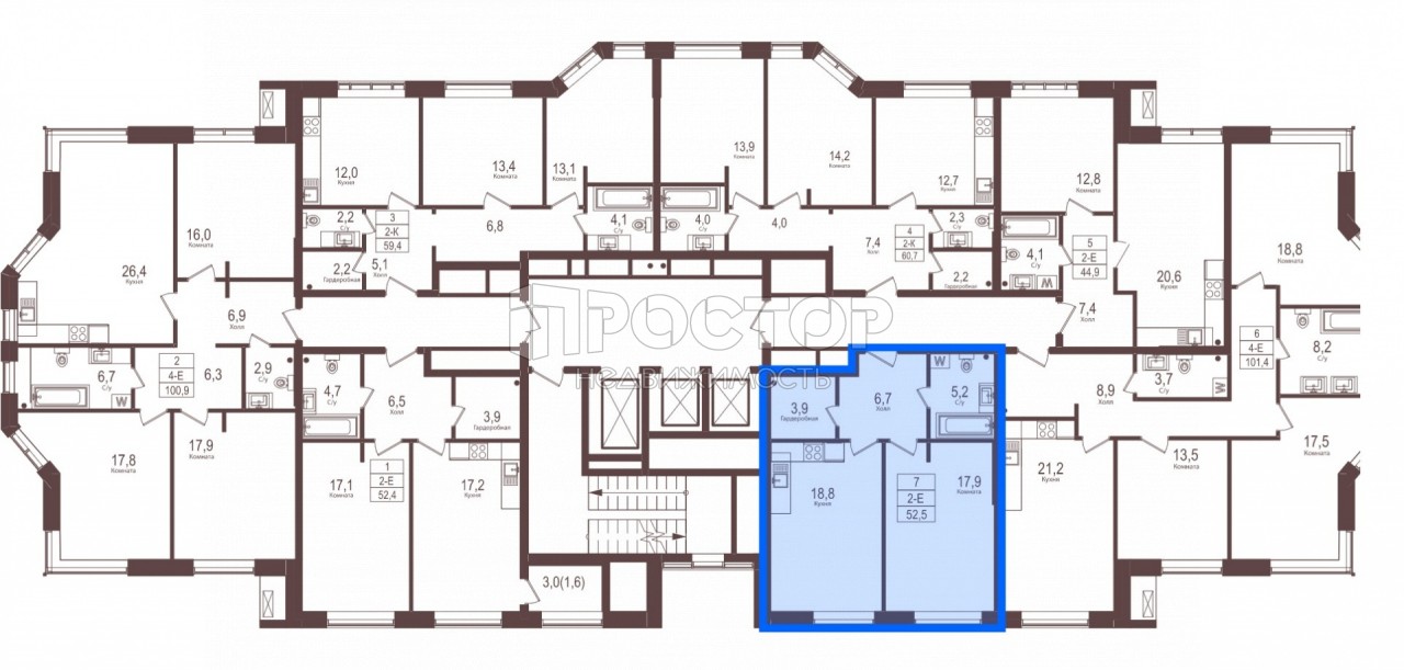 2-комнатная квартира, 52.5 м² - фото 3