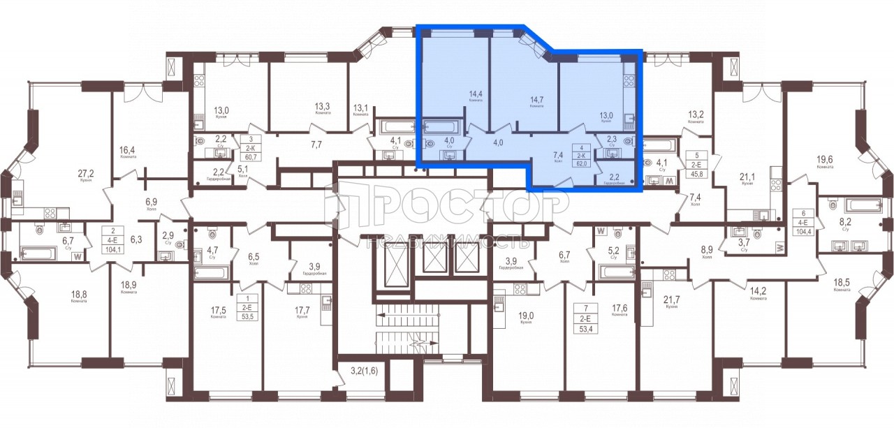 2-комнатная квартира, 62 м² - фото 3