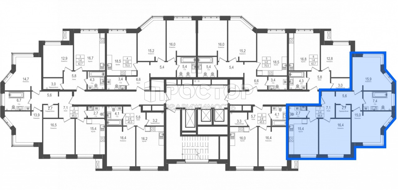 3-комнатная квартира, 88.6 м² - фото 3