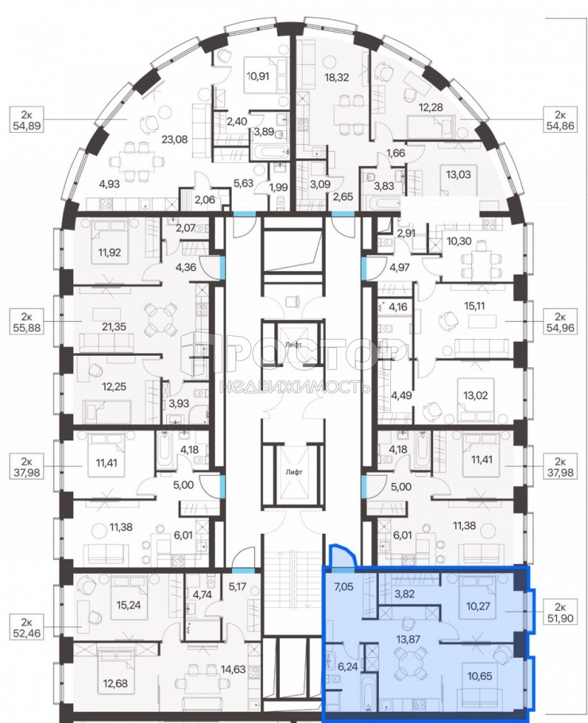 2-комнатная квартира, 51.9 м² - фото 3