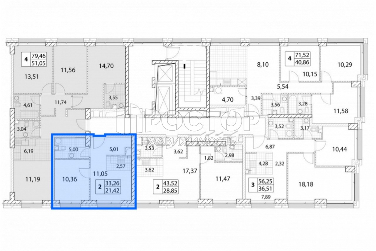1-комнатная квартира, 33.26 м² - фото 3