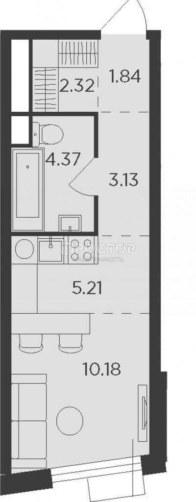 Студия, 27.05 м² - фото 4