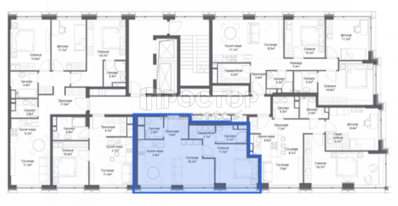 2-комнатная квартира, 47.7 м² - фото 3