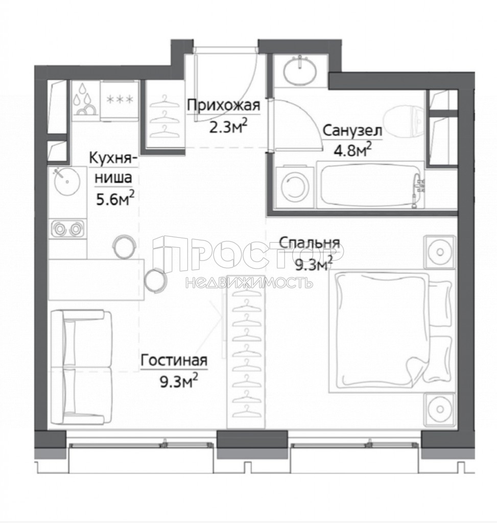Студия, 31.3 м² - фото 2
