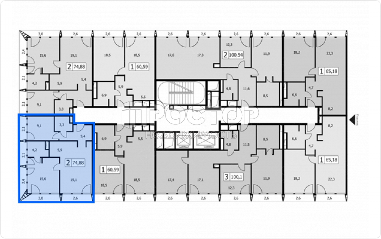 3-комнатная квартира, 71.9 м² - фото 3